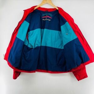 Vintage 90s Lands‎ End Windbreaker Men XL Jacket Golf Red Runaway Nautical 46-48